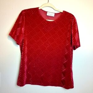 Vintage Gemilli Red Velvet Blouse Size XL